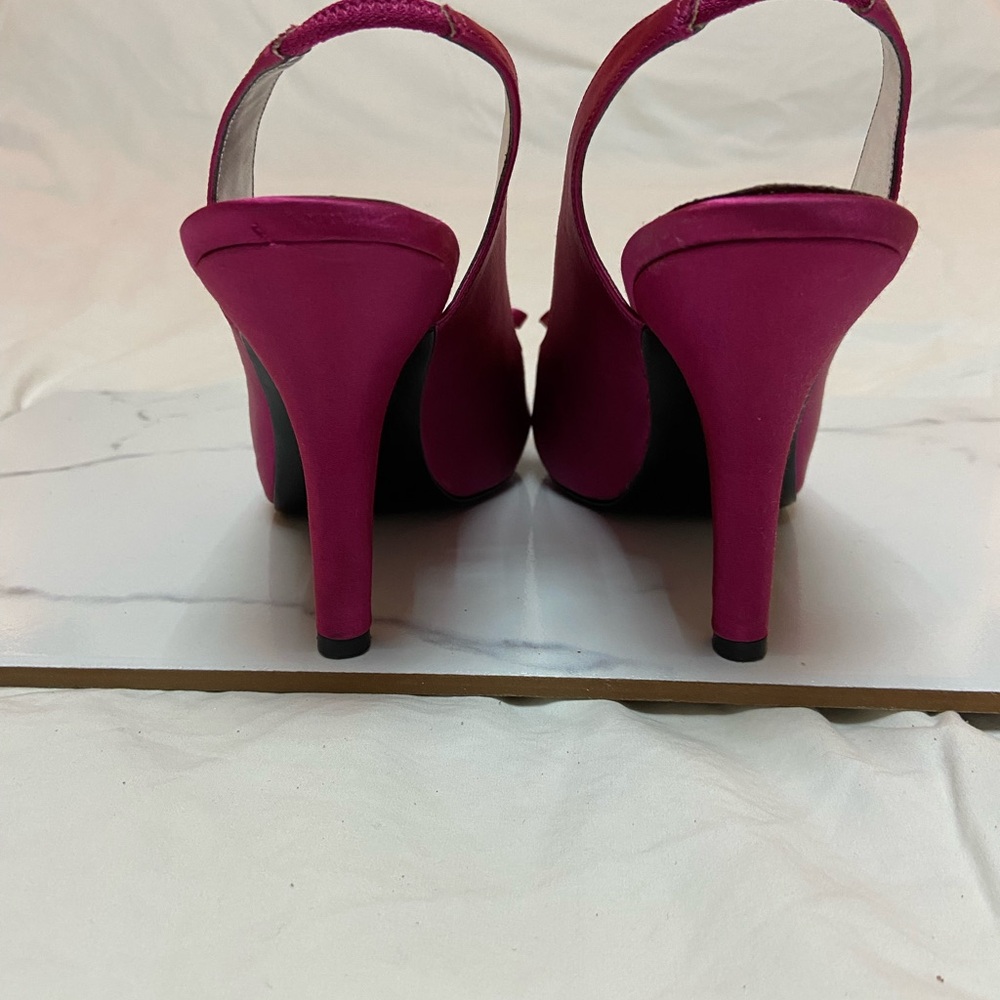 Nina Milika Fantasy Crystal dark pink jeweled open toe slingbacks - Picture 2 of 7